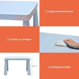 Costway Kindersitzgruppe 3 tlg. Kunststoff blau/weiß
