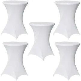 Baumarktplus 5er Set Stehtischhusse Stretch weiß Ø 80 cm Tischhusse