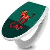 Banjado Toilettendeckel Mit Absenkautomatik WC-Sitz Soft Close Weiß Hygienischer Duroplast Leichte Montage Mit Motiv Orange Katze