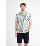 Hawaiihemd LERROS, Herren, Gr. XXL, N-Gr, broken weiß, Web, Obermaterial: 100% Baumwolle, geblümt, regular fit hüftbedeckend, V-Ausschnitt, abgesteppte Kante, Hemden Hawaiihemd, Sommerhemd mit floralem Muster
