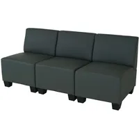 Modular 3-Sitzer Sofa Couch Lyon, Kunstleder ~ dunkelgrau, ohne Armlehnen