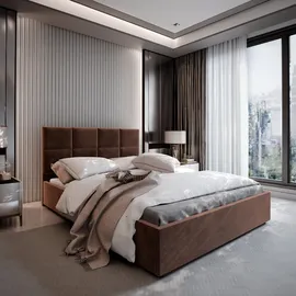 masseno Polsterbett, Braun, Holz, 140x200 cm, Schlafzimmer, Betten, Polsterbetten