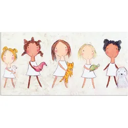Artland Wandbild »Mädchen mit Tieren«, Kinder, (1 St.), als Alubild, Outdoorbild, Wandaufkleber in verschied. Größen Artland Farbe Bild(er): naturfarben