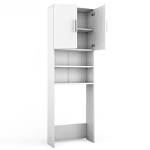 Vicco Waschmaschinenschrank Weiß 64 cm - Badregal Hochschrank Waschmaschine Trockner