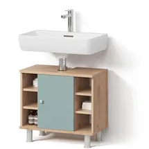 livinity® Waschbeckenunterschrank Fucino 60 x 54 cm Grün/Goldkraft Eiche