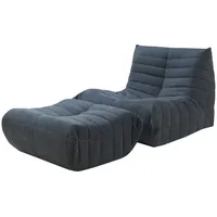 [en.casa] Bodensessel mit Fußhocker Kodsø Bodenstuhl mit Rückenlehne und