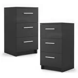 Vicco Nachtkommode Boxspringbett 2er Set Nachtschrank Nachttisch schwarz