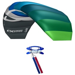 CrossKites Flug-Drache CrossKites Lenkmatte Air 1.2 Blue-Green Lenkdrachen, mit Lenkschlaufen und Leinen bunt