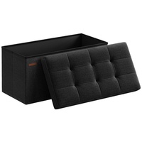 SONGMICS Sitzbank sitzhocker, 76/110cm mit Stauraum, klappbare Sitztruhe, Fußbank schwarz