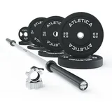 ATLETICA Delta HighRep Hantelstangen Set | Delta Hybrid Langhantel | 75kg Hantelscheiben | Für Gewichtheben, Powerlifting und CrossFit Delta Hybrid Barbell Farbe White