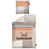 Sansibar Sunrise Kariert/Uni Orange 135 x 200 cm + 80 x 80 cm