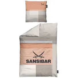 Sansibar Sunrise Kariert/Uni Orange 135 x 200 cm + 80 x 80 cm