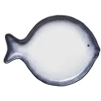 Fischteller Set, weiß blau, 21 x 16 x 2 cm, Set á 6 Stück, Porzellan