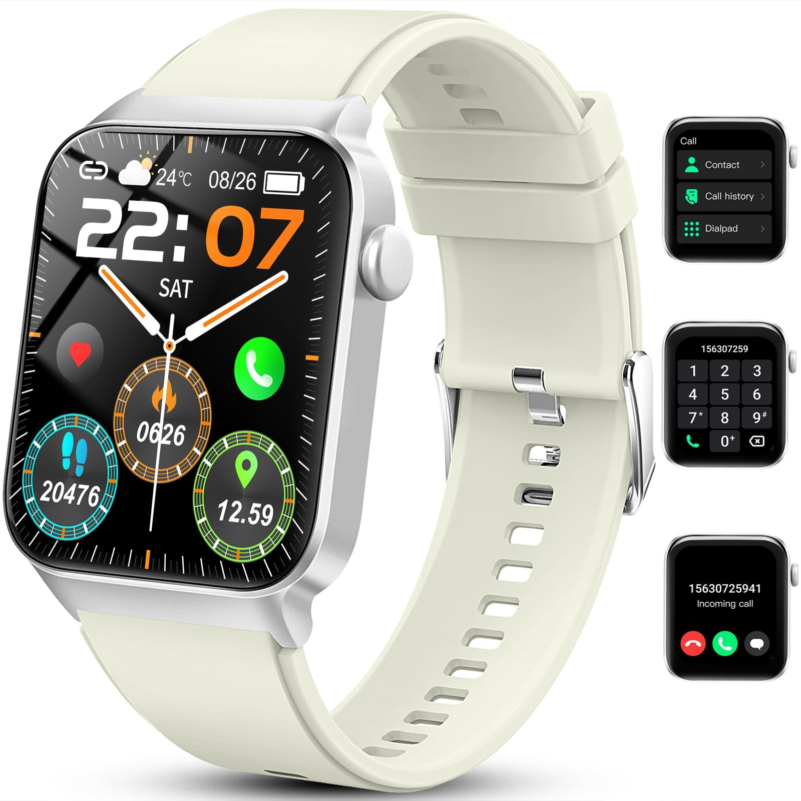 Smartwatch Herren Damen mit Telefonfunktion 1,85" Voll Touch Smart Watch Fitnessuhr mit 113 Sportmodi, Schrittzähler Schlafmonitor Pulsuhr IP68 Wasserdicht Armbanduhr Sportuhr Stoppuhr für Android iOS