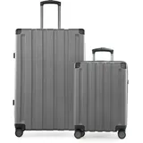 Hauptstadtkoffer Q-Damm - 2er Kofferset, Trolley-Set, TSA, Rollkoffer, Reisekoffer, (S & L), Silber