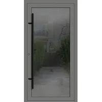 PREMIUM Aluminium-Glas Haustür "FELINA" 90 mm BLACKLINE flächenbündig Graualuminium RAL 9007 beidseitig innen öffnend DIN links