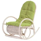 Mendler Schaukelstuhl Esmeraldas Polyester 58 x 101 x 58 cm Weiß mit Auflage grün