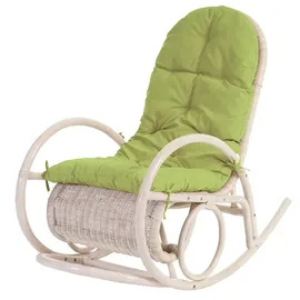 Mendler Schaukelstuhl Esmeraldas Polyester 58 x 101 x 58 cm Weiß mit Auflage grün