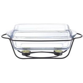 Ambition Wärmebehälter für Speisen 3,9 L Saule Speisewärmer Stövchen Glasschale mit Deckel Gestell Loft Stil