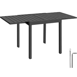 Tectake Aluminium-Gartentisch ausziehbar 70–140 x 70 x 75 cm Dunkelgrau