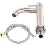 Waschbeckenarmatur aus gebürstetem Edelstahl, Einzelarmatur für Kaltwasser im Badezimmer