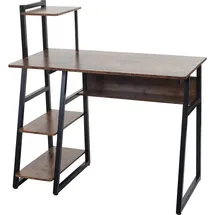 MCW Schreibtisch mit Regal MCW-K68, Laptoptisch Bürotisch Arbeitstisch, MVG-zertifiziert 100x50cm, Metall MDF ~ braun