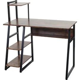 MCW Schreibtisch mit Regal MCW-K68, Laptoptisch Bürotisch Arbeitstisch, MVG-zertifiziert 100x50cm, Metall MDF ~ braun