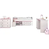 58 aufm Kessel KINDERZIMMER SET Parisot Smoozy 4-tlg. Holzdekor Kiefer Weiß/Pink
