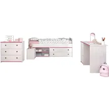 58 aufm Kessel KINDERZIMMER SET Parisot Smoozy 4-tlg. Holzdekor Kiefer Weiß/Pink