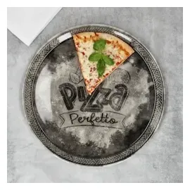 Mambocat 2x Perfetto Pizzateller Schwarz Ø 31,5 cm 2 Personen Porzellan Servierplatte