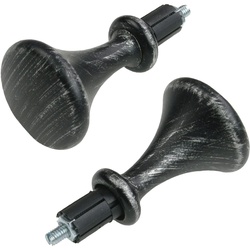 Gardinenstangen-Endstück Endstück, Endknopf Kegel „Esperanca“ für 16 mm Stangen, Liedeco, Gardinenstangen, (2-St), Endstück, Endknopf schwarz|silberfarben