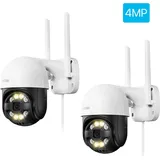 ZOSI PTZ Wifi Kamera, 4MP Auflösung, KI-Erkennung für Personen und Fahrzeuge, 4MP KEINE TF-Karte x 2