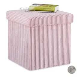 Relaxdays Sitzwürfel faltbar Samt Rosa