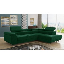Sofnet Ecksofa Caris Schlaffunktion und einstellbare Kopfstützen, Wohnlandschaft mit Bettkasten, Couch, Sofa, (Grün (Kronos 19),