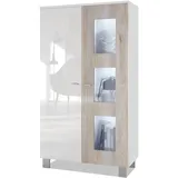 Vladon Standvitrine Denjo 71 x 129 x 35 cm Braun/Weiß