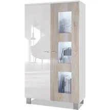 Vladon Standvitrine Denjo 71 x 129 x 35 cm Braun/Weiß