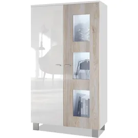 Vladon Standvitrine Denjo 71 x 129 x 35 cm Braun/Weiß