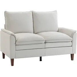 Homcom Loveseat Doppelschicht-Polsterung 84 x 95 x 146 cm Weiß mit Kissen