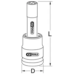 1" Kraft-Stecknuss E-Torx, lang, E20