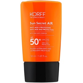 Korff Sun Secret Air Fluid Ultraleicht Gesicht SPF50 Feuchtigkeitsspendend und Anti-Aging, Ultraleichte Textur, sehr hoher Schutz, 50 ml