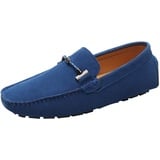 Jamron Herren Elegant Schnalle Halbschuhe Komfort Wildleder Fahrschuhe Stilvoll Mokassin Slippers Hausschuhe Pantoffeln Königsblau SN19020 EU47 - 47 EU Schmal