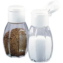 Fackelmann Salz-und Pfefferstreuer, Glas, Deckel Weiß, 8 cm, 40 ml, 2er-Set