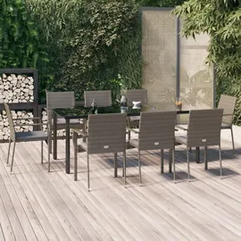 vidaXL Garten-Essgruppe 9-tlg. Schwarz/Grau