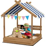 Outsunny Holzsandkasten mit Dach braun