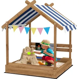Outsunny Holzsandkasten mit Dach braun