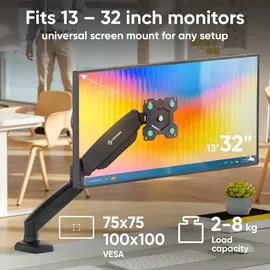 ONKRON Monitorhalterung G80-B für VESA TFT, Tisch-Befestigung, Schwarz