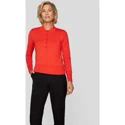 Strickpullover RABE "Rabe Polopullover – Stilvoll und Vielseitig", Damen, Gr. 50, orange, 46%Modal 40%Polyacryl 14%Polyamid, unifarben, feminin, gerade, Langarm gerader Abschluss, Pullover