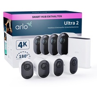 Arlo Kabelloses 4K-UHD-Überwachungssystem mit 4 Kamera Ultra 2 weiß