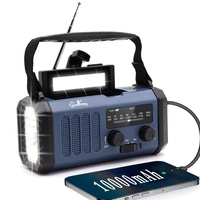 Tragbares Solarradio,Dynamo Kurbel Notfallradio mit 10000mAh Power Bank für USB Anschluss, batteriebetriebenes AM FM Radio,3 Modi LED Taschenlampe,laute SOS Sirene,Beste Outdoor Camping Überlebens Kit