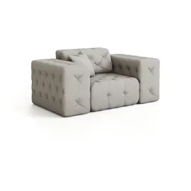 Fun Möbel Sessel Chantal Opera Velvet 121 x 78 x 96 cm Schwarz mit Zierkissen